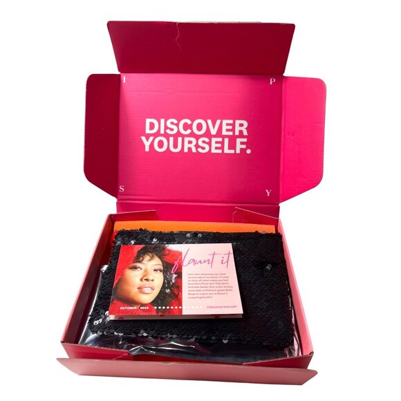 Black Sequin Makeup Bag & Cosmetics Set  Lovecraft Beauty Palette & Farah Brushe - Picture 6 of 8